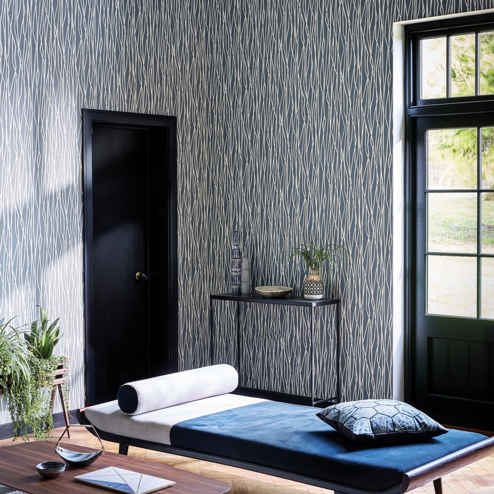 Genki Stripe Wallpaper 111928 by Scion in Graphite Grey